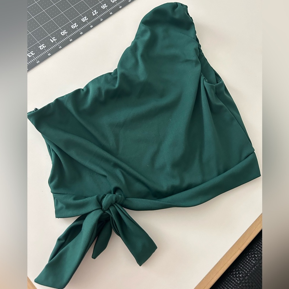 Dark Green One-Shoulder Top